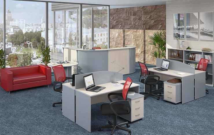 Офисный комплект мебели IMAGO - рабочее место, шкафы для документов в Нальчике - изображение 1